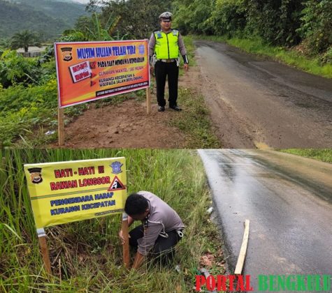 Cegah Kecelakaan Polisi Pasang Rambu Rambu Di Sejumlah Titik Rawan