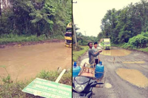 Jika Tak Diperbaiki, Sekalian Jalan Ini Jadikan  Kolam Pemancingan