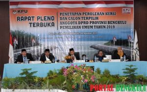 Pleno KPU, Ini Daftar Nama 45 Calon Anggota DPRD Provinsi Bengkulu Terpilih