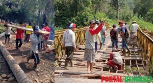 ”Korban Janji”, Warga Desa Suro Bali Goro Perbaiki Jembatan