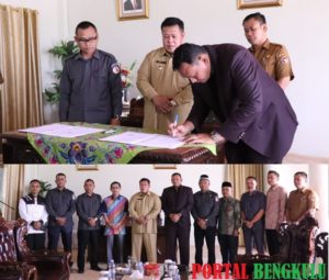 Pemkab Mukomuko, KPU dan Bawaslu Tandatangani NPHD Anggaran Pilkada 2020