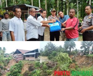 Longsor, Rumah Warga Kecamatan Lubuk Pinang Nyaris Terjun Ke Sungai