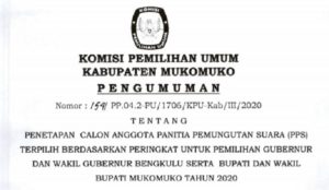KPU Mukomuko Umumkan Kelulusan PPS, Berikut Daftarnya