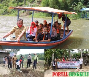 Tripika Lebong Selatan Seberangi Danau Tes Dampingi Pemdes Kota Donok Bagikan BLT dan Titik Nol JUT