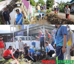 Urai Penyebab Banjir, Wakil Bupati Fahrurozi Bersama warga Gotong Royong