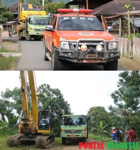 Disperkan dan BPBD Lebong Bersama PT. PGE Hulu Lais Turunkan Alat Berat Ke Lokasi Tanggul Dam sabo