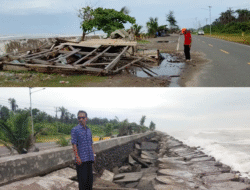 Bangunan Sekitar Pantai Abrasi Terancam, BPBD Mukomuko Lakukan Pengecekan